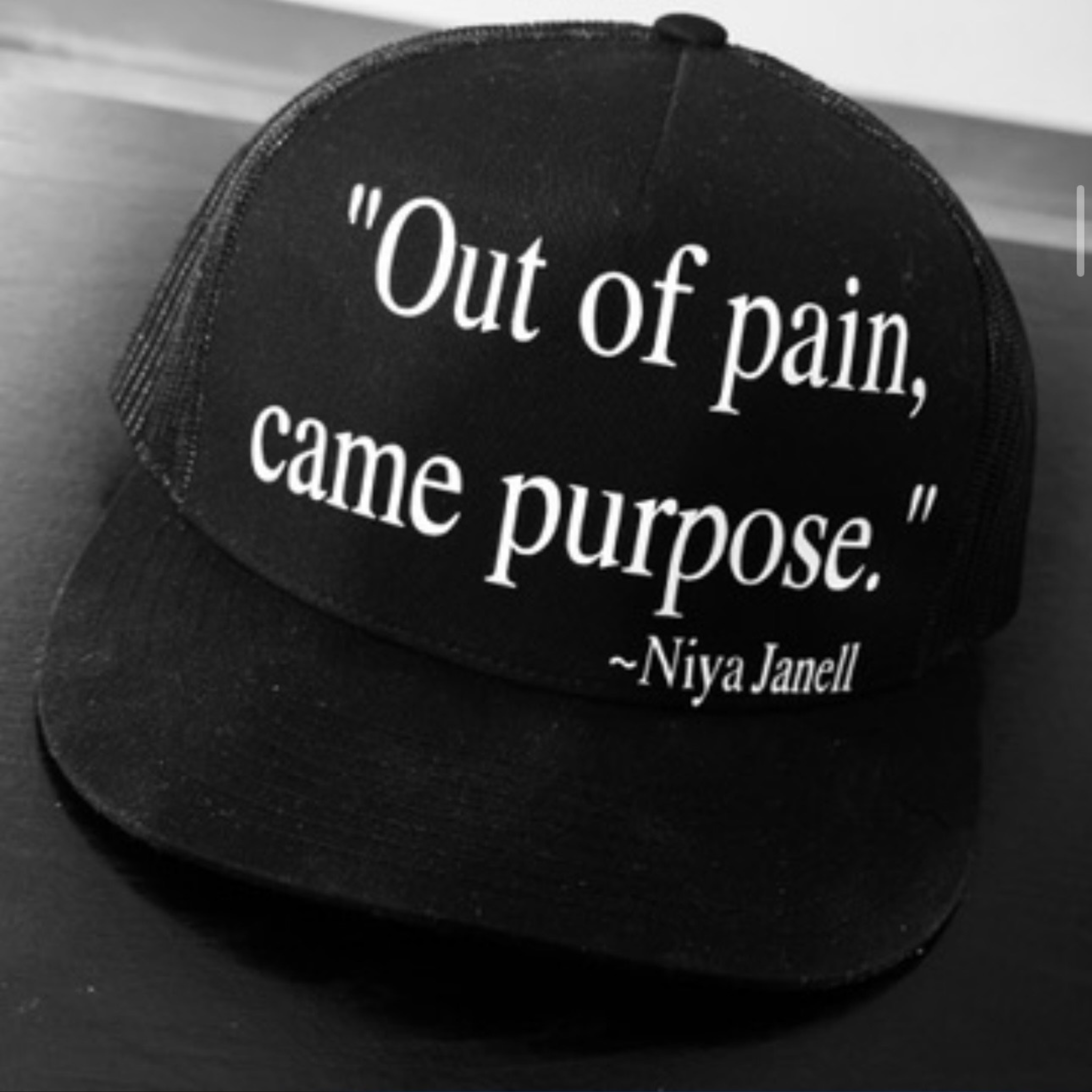YOUR WORDS, YOUR CAP — OUT OF PAIN, CAME PURPOSE